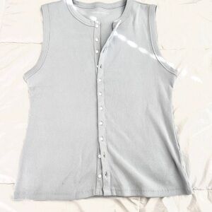 Sleeveless Light Blue Button-Up Top